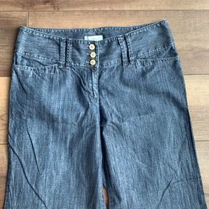 Ann Taylor LOFT Wide Leg  & Band Button Pocket Denim Jeans Sz 6